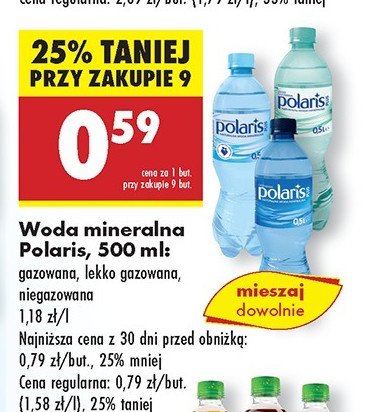 Woda niegazowana Polaris plus promocja w Biedronka