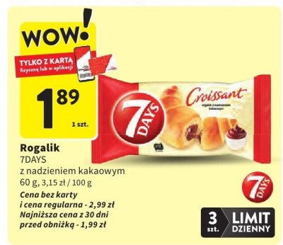 Rogalik 7DAYS z nadzieniem kakaowym promocja w Intermarche