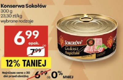 Konserwa Sokołów Gulasz Angielski promocja w Delikatesy Centrum