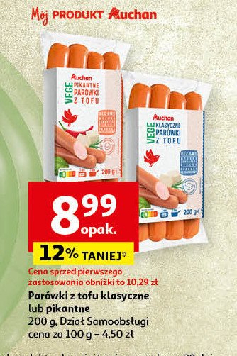 Parówki z tofu klasyczne Auchan promocja