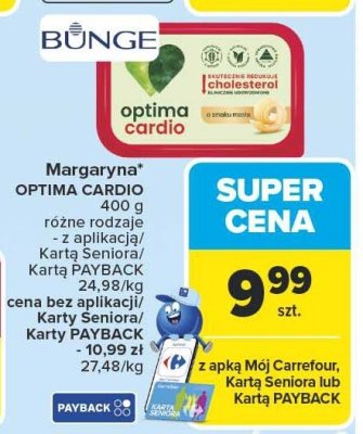Margaryna OPTIMA CARDIO 400 g różne rodzaje promocja w Carrefour