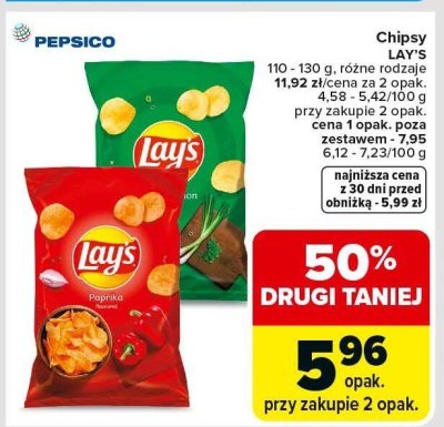 Chipsy LAY'S 110-130 g różne rodzaje promocja w Carrefour Market
