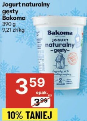 Jogurt naturalny gęsty Bakoma 390 g promocja w Delikatesy Centrum