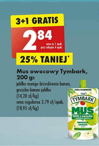 Mus jabłko-gruszka Tymbark mus 100% owoców promocja