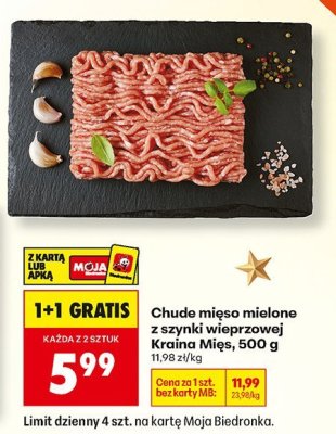 Chude mięso mielone z szynki wieprzowej, 500 g promocja w Biedronka