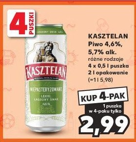 Piwo Kasztelan niepasteryzowane promocja w Kaufland