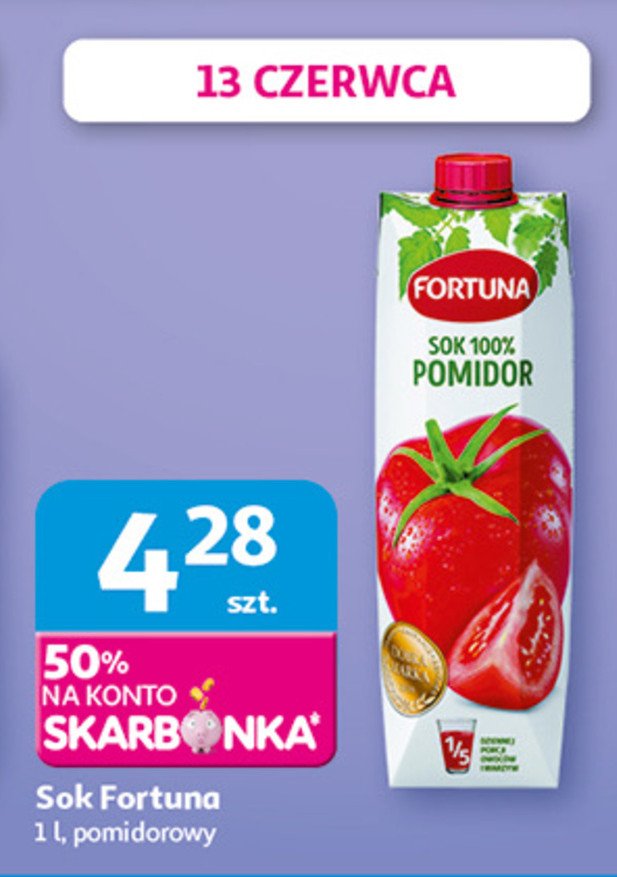 Sok 100% pomidor Fortuna promocja