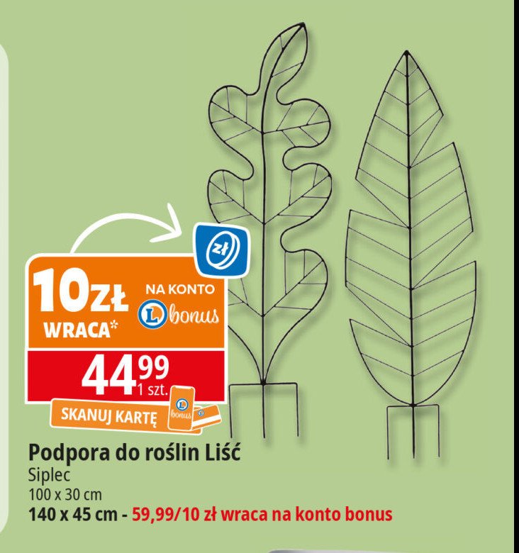 Podpora do roślin liść 100 x 30 cm Siplec promocja w Leclerc