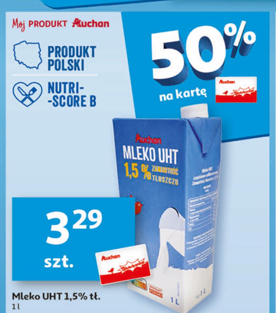 Mleko 1.5% Auchan promocja