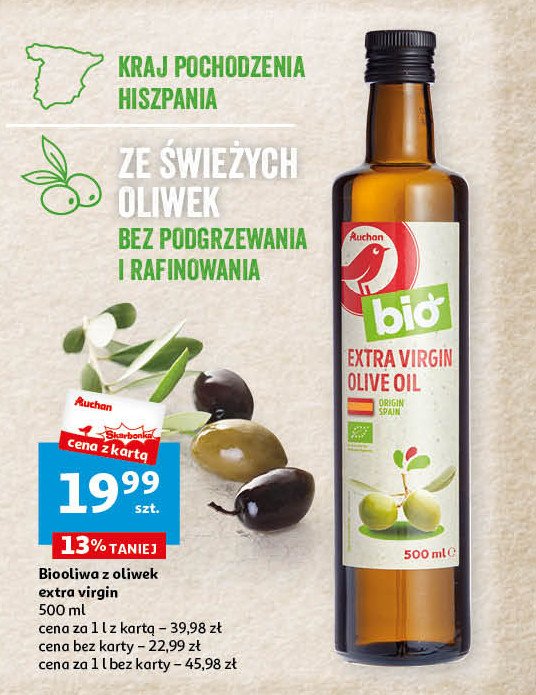 Oliwa z oliwek extra virgin Auchan bio promocja