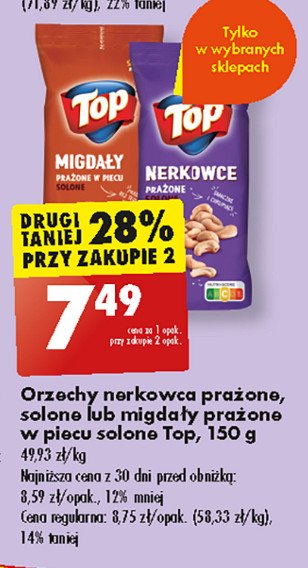 Migdały prażone w piecu solone Top promocja