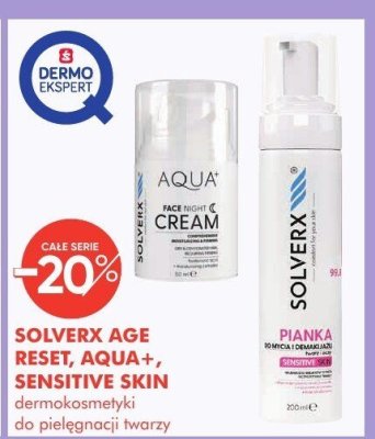 Dermokosmetyki SOLVERX AGE RESET, AQUA+, SENSITIVE SKIN do pielęgnacji twarzy promocja w Super-Pharm