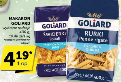Makaron Goliard Rurki Penne rigate promocja w Euro Sklep