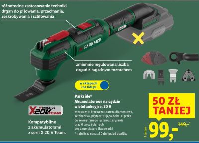 Narzędzie wielofunkcyjne akumulatorowe Parkside 20V promocja w Lidl