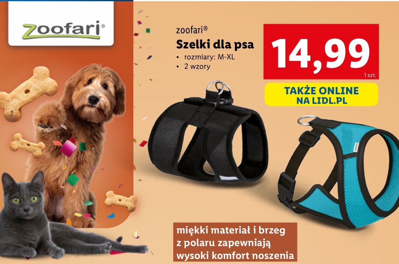 Szelki dla psa rozm. m-xl Zoofari promocja w Lidl