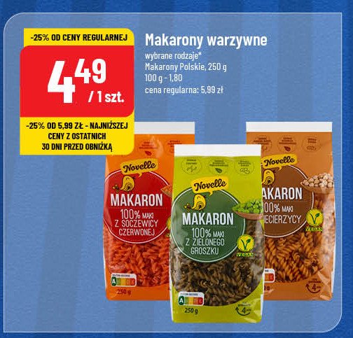 Makaron z soczewicy czerwonej Novelle promocja w POLOmarket