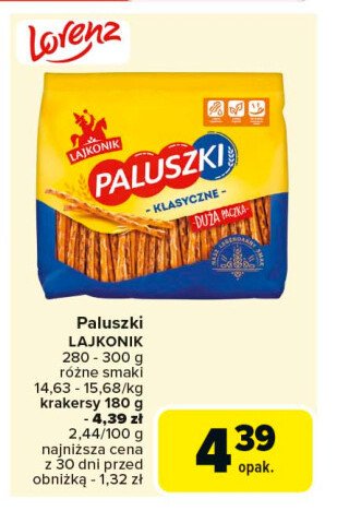 Paluszki słone Lajkonik paluszki promocja w Carrefour