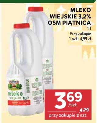 Mleko wiejskie OSM Piątnica 3,2% promocja w Stokrotka