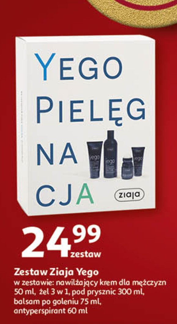 Zestaw yego żel pod prysznic 300 ml+ anty-perspirant 60 ml + krem do twarzy 50 ml + balsam 50 ml Ziaja zestaw promocja w Auchan