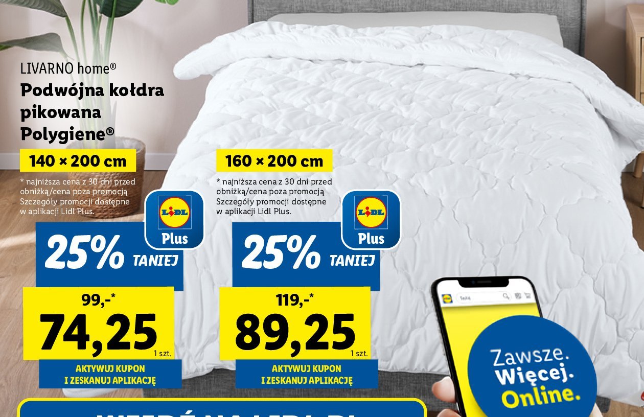 Ko艂dra pikowana polygiene 140 x 200 cm LIVARNO HOME promocja