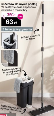 Zestaw do mycia podłóg w zestawie dwie zapasowe nakładki z mikrofibry promocja w Woolworth