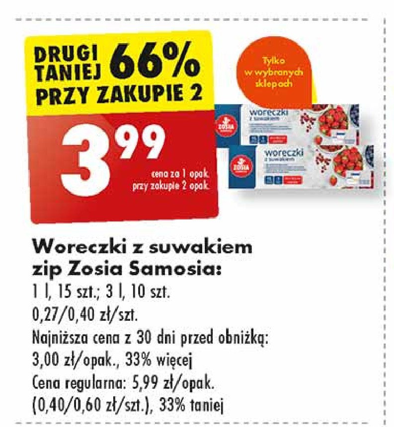 Woreczki z zamkiem 1 l Zosia samosia promocja w Biedronka