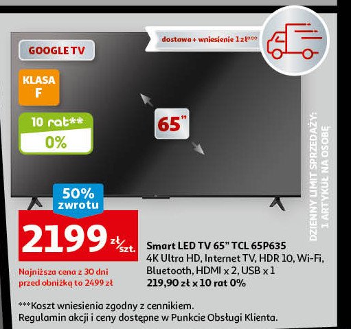 Telewizor 65" led 65p635 Tcl promocja