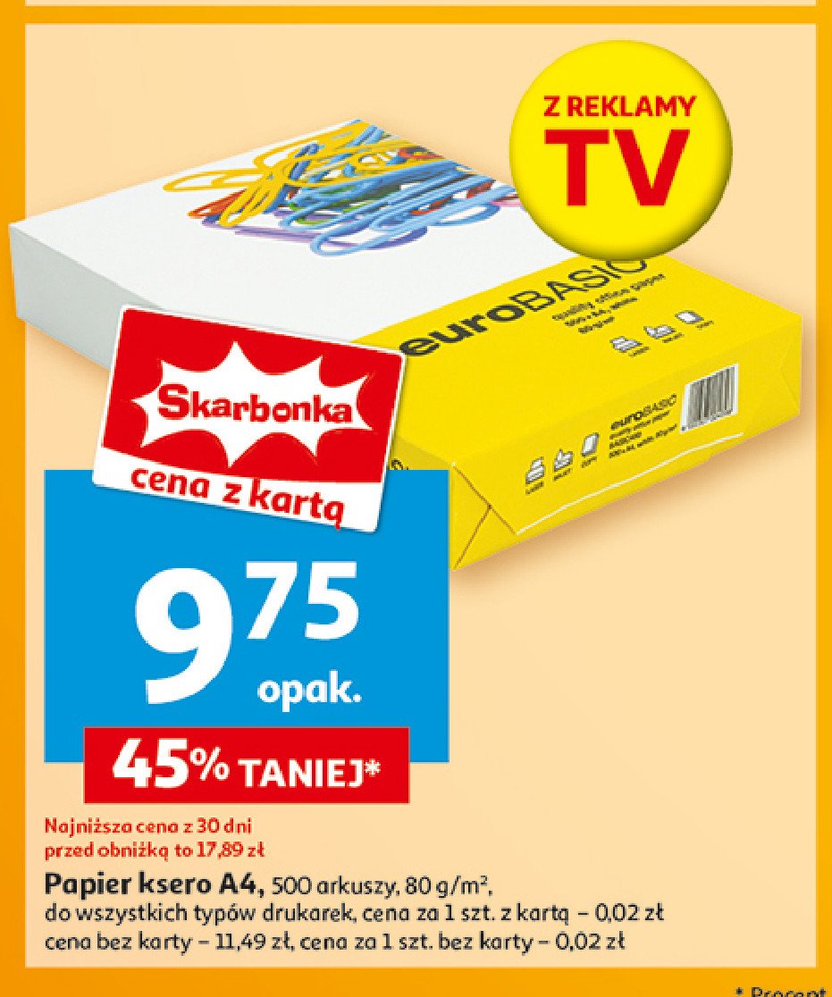 Papier a4 EURO BASIC promocja w Auchan