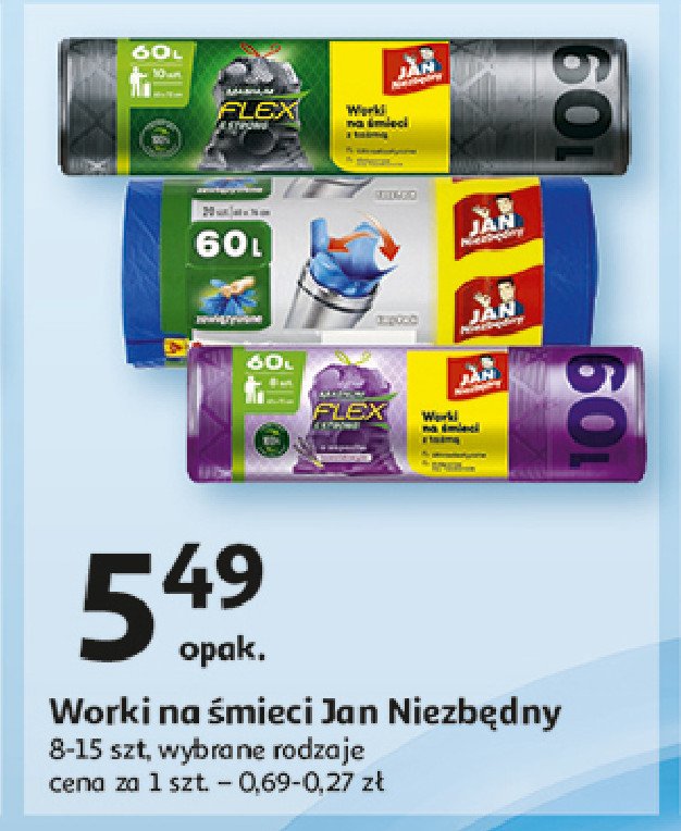 Worki na śmieci flex & strong 60 l Jan niezbędny magnum promocja