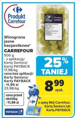 Winogrona jasne bezpestkowe CARREFOUR promocja w Carrefour Market