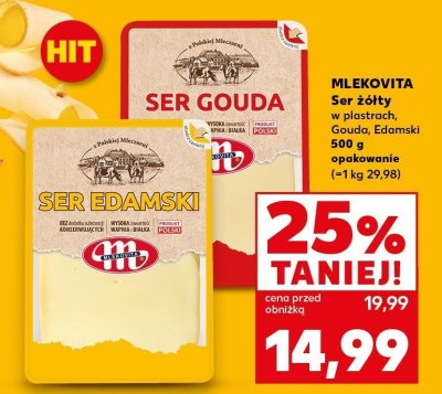 Ser żółty w plastrach Edamski promocja w Kaufland