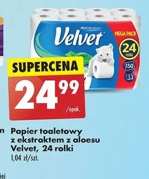 Papier toaletowy delikatnie biały z wyciągiem z aloesu Velvet promocja