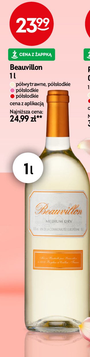 Wino różowe półsłodkie Beauvillon promocja