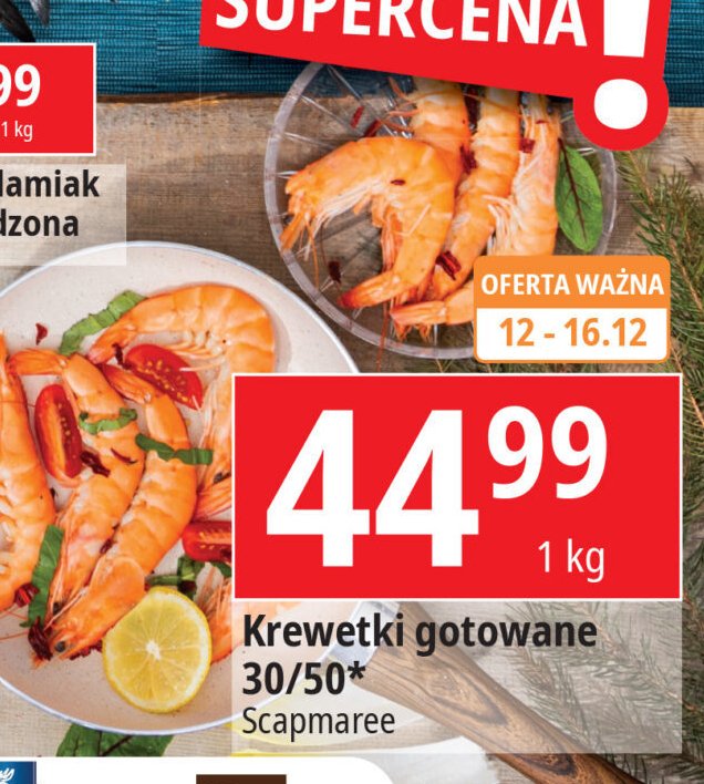 Krewetki całe gotowane 30/50 Scapmaree promocja