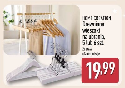 Wieszaki HOME CREATION Drewniane wieszaki na ubrania, 5 lub 6 szt. promocja w Aldi