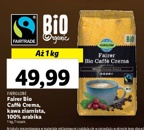 Kawa Fairglobe bio caffe crema promocja