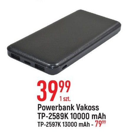 Powerbank tp-2597k 13000 mah czarny Vakoss promocja