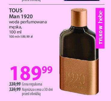 Woda perfumowana Tous 1920 the origin promocja w Hebe