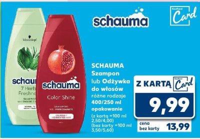 Szampon lub odżywka do włosów SCHAUMA różne rodzaje 400/250 ml promocja w Kaufland