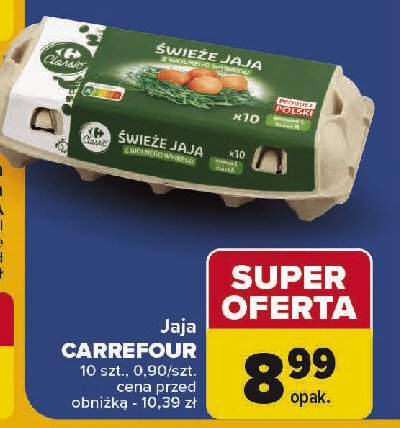 Jaja z wolnego wybiegu kl. m Carrefour promocja w Carrefour Market