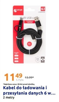 Kabel do ładowania i przesyłania danych 6w1 promocja w Action
