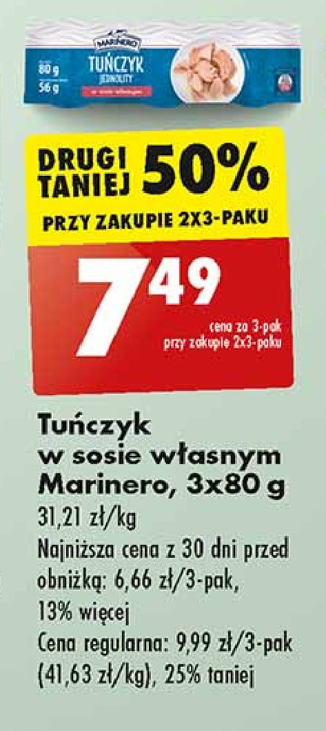 Tuńczyk jednolity w sosie własnym Marinero promocja