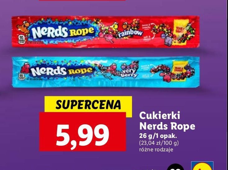 Cukierki very berry WONKA NERDS ROPE promocja