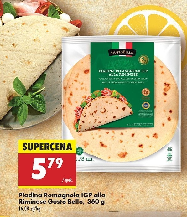 Piadina romagnola igp alla riminese Gustobello promocja