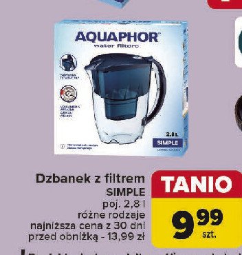 Dzbanek filtrujący simple 2.8 l niebieski Aquaphor promocja