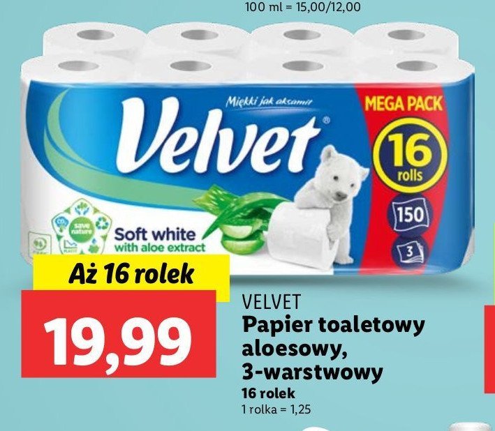 Papier toaletowy z aloesem Velvet promocja