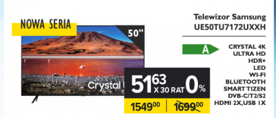 Telewizor 50" 50tu7172 uxxh crystal 4k Samsung promocja
