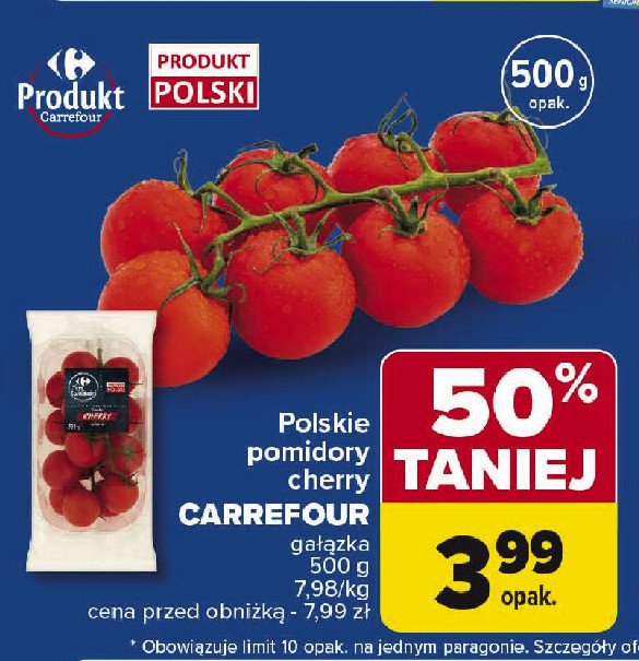 Pomidory cherry gałązka Carrefour targ świeżości promocja