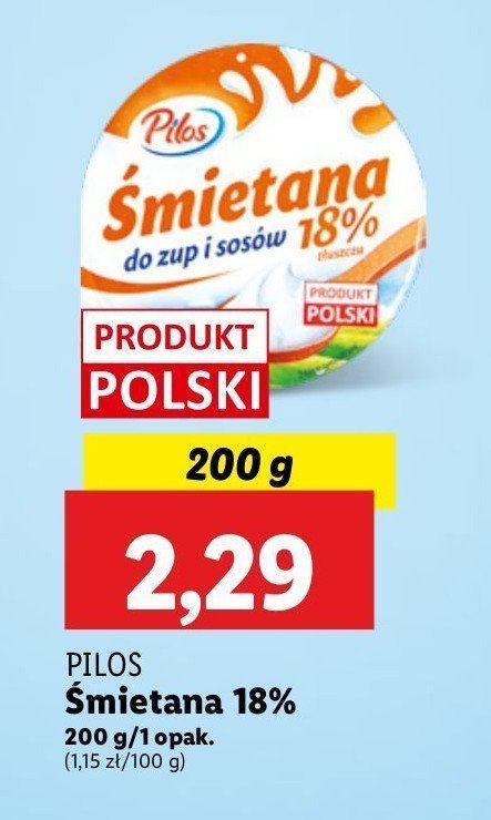 Śmietana 18 % Pilos promocja