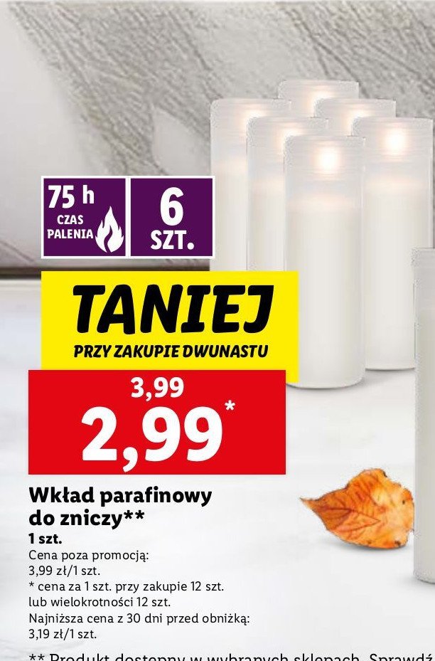 Znicz parafinowy 75 h promocja w Lidl